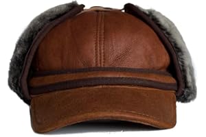 LUKKIZARA Men’s Shearling Leather Trapper Hat – Aviator Winter Cap with Genuine Sheepskin Ear Flaps | Cold Weather Hat | Ushanka