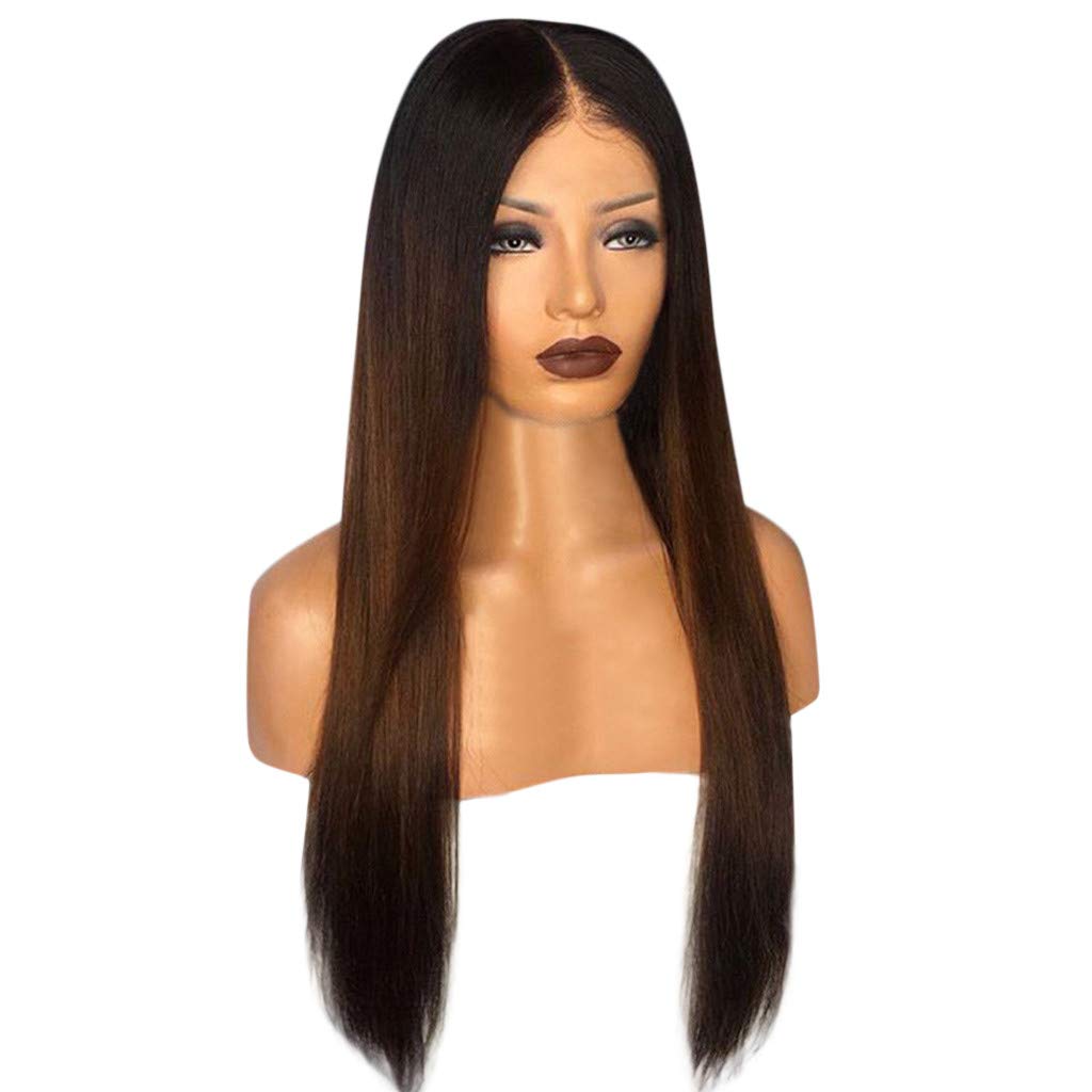 Ombre Wig Straight Long Hair For Black Women Middle Parting Human