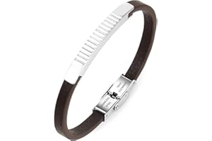 CaptainSteeL Bracelet for men-Leather Stainless Steel Black/Brown Braided Chain,Braided Leather Mens Bracelet 7.5/8.5/9in