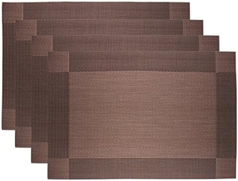 TOPAIS 4 Pcs Placemat Fashion PVC Dining Table Mat Disc Pads Bowl Pad Coasters Waterproof Table Cloth Pad Slip-Resistant Pad Set of 4 (Brown)