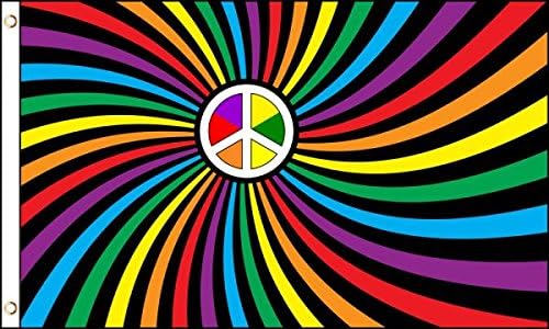 Rainbow Peace Swirl Flag 3x5ft Poly