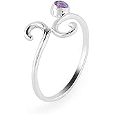 ARTISANJEWELS 925 Sterling Silver Boho Ring, Natural Gemstones Stones, Solitaire Handmade Hypoallergenic Jewellery for Women, Birthday Healing Crystals Statement Rings, Christmas Gift