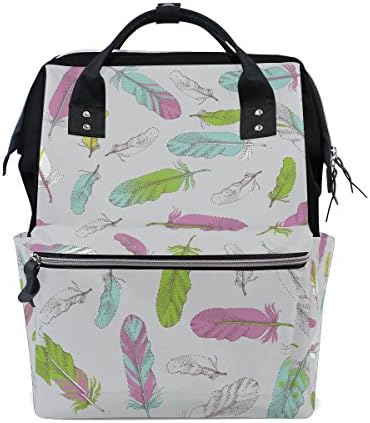 FENNEN Feather Wings Travel School Backpack Casual College Lightweight Laptop Backpack Large Capacity Shoulder Diaper Bag for Women Men