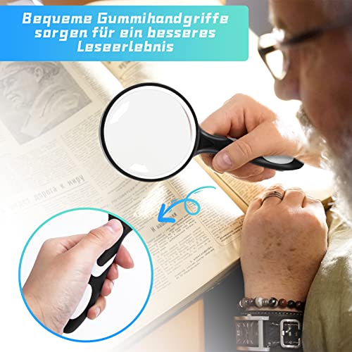 HAKACC 2 Stück Lupe Handheld, 2,5-fache und 4-fache Leselupe 75mm Handlupe für Senioren Kinder Hobbybeobachtung Zeitungen Lesen Insekten