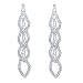 CHRAN Sparkling Rhinestone Long Drops Link Dangle Earrings Women Bridal Jewelry size 4.37