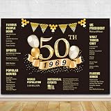50th Birthday Photography Backdrop | 50th Anniversary Decorations | 1969 Sign | 50th Birthday Black Gold Party Decoration