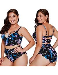 Ofertas de julio Trajes de baño de dos piezas para dama, talla grande, traje de baño de sirena de cintura alta, bikini