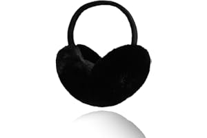 DUOJINSANXI Ear Muffs for Winter Women Men, Adjustable Faux Fur Earmuffs, Fluffy Ear Warmers, Foldable Ear Warmer Earmuffs (Black)