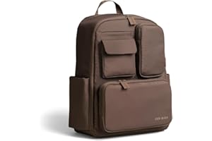 Itzy Ritzy Utility Diaper Bag Backpack – Features 17 Pockets (Including 2 Insulated Bottle Holders) & Trolley Sleeve and Includes Stroller Straps & Changing Pad – Part of the Belong Collection (Mocha)