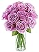 Lavender Roses: 12 Purple Roses with Vase - by KaBloom