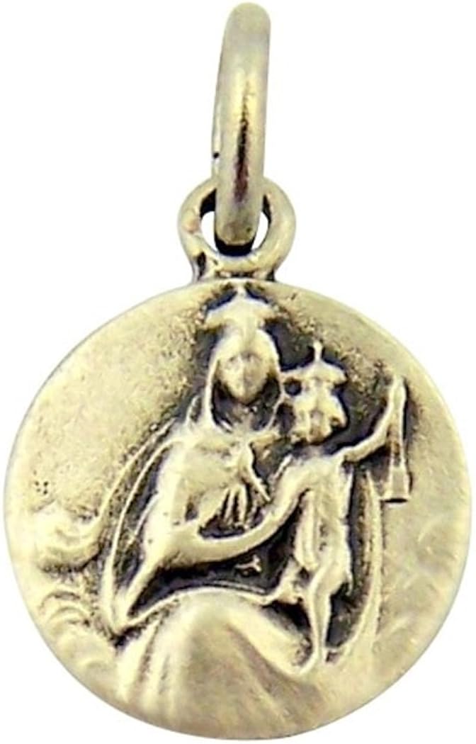 HMHInc Sterling Silver Madonna with Christ Child Petite Scapular Medal, 1/2 Inch