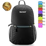Gonex Ultra Lightweight Packable Backpack Hiking Daypack for Men and Women/ Handy Foldable Camping Outdoor Travel Cycling School Air Travelling Carry on Backpacking + Ultralight and Handy - 6.5 OZ Only + 6 Year Warranty + 8 Color Choices-Black!
