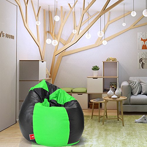 ComfyBean - Bean Bag Filled with Beans - Bean Bag - Size : Jumbo - Color : Black Green
