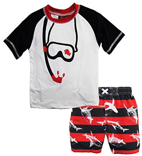 iXtreme Little Boys Snorkel Rash Guard Swim Set, Red, 4T