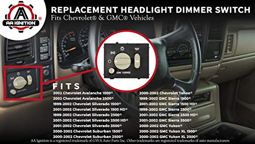 ECCPP Headlight Dimmer Switch Replacement For Chevy Silverado, GMC Sierra, Avalanche & Yukon 1500 – Direct Fit