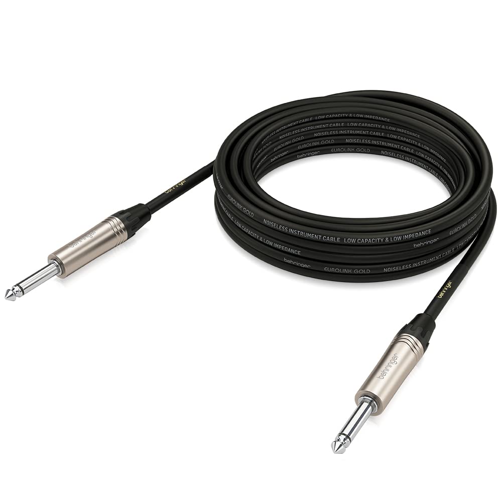 Behringer Instrument Cable - Guitar Cable - 1/4 Inch TS Male to 1/4 Inch TS Male - 6 m / 19.7 ft - Gold Performance - GIC-600