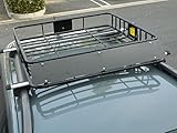 9sparts® Black Steel 220lbs Roof Rack Cargo Cross Bar Luggage Holder Carrier Basket Car SUV Jeep Truck Roof Top Mount 40258