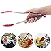 Heavy Duty Stainless Steel Premium Kitchen Tongs with Silicone Tips 3 Pack (7, 9, 12 Inch) - FDA Approved Non-Stick for BBQ Cooking Grilling Turner - A Good Serving and Feeding Set for Kitchen - Red