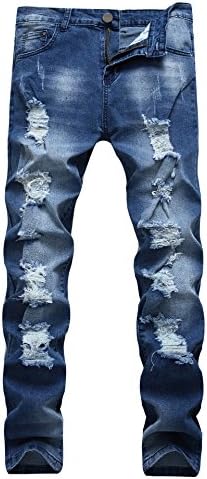 CLOTPUS Men's Slim Fit Ripped Stretch Jeans Destroyed Skinny Pants with Holes