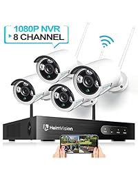HeimVision Sistema de cámara de seguridad inalámbrica al aire libre, 8 CH 1080P NVR 4 piezas 960P 1,3 MP al aire libre cámaras de vigilancia WiFi de interior con visión nocturna IR, resistente a la intemperie, detección de movimiento, fácil control remoto