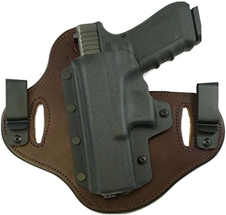 Hidden Hybrid Holsters, Sig Sauer P228 / M11 A1 no rail - Black Kydex/ Brown Leather- LH Draw