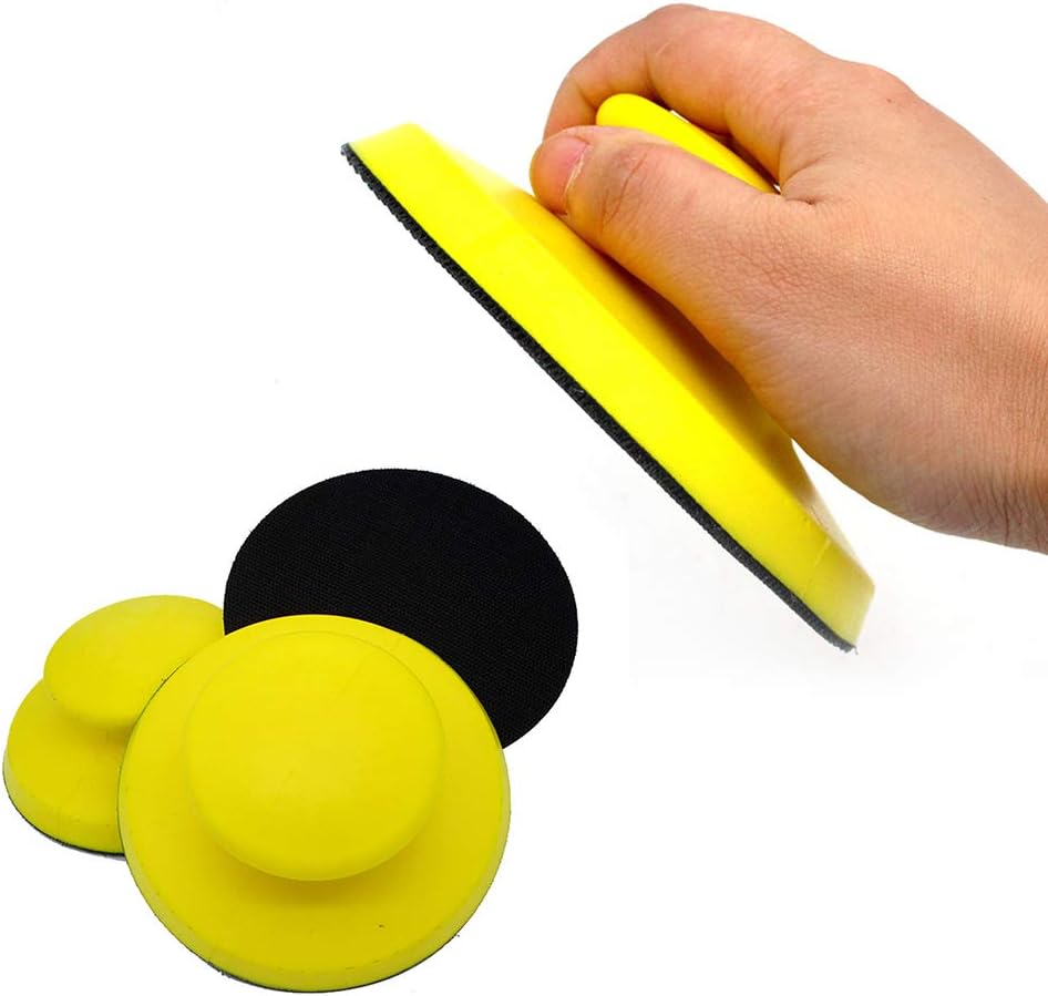 Sandpaper Backing, SUNJULY 5 Inch Sanding Discs Pads Sanding Disc Holder Sandpaper Backing Polishing Pad Hand Grinding Block Round for Random Orbit Sanders