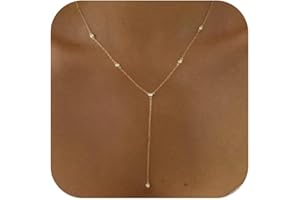 Fwlisesa Gold Necklace for Women, Dainty Gold Long Necklaces 14k Gold Plated Prom Lariat Necklace Cute Choker Necklaces for Women Trendy Stuff Fashion Costume Gold Accessories Christmas Jewelry Gifts