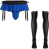 ABAFIP Men's Sissy Skirted Thong Panties Bowknot Low Rise G-string Bikini Briefs Underwear with 4 Gaters Belt