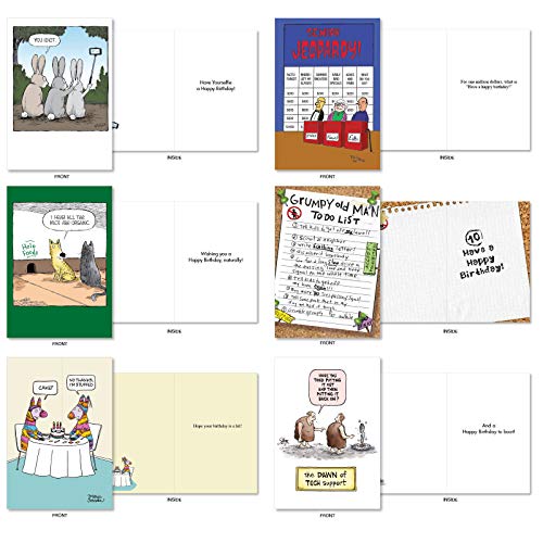 NobleWorks 36 Assorted Funny Birthday Cards Adult Bulk Boxed Set