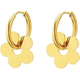 Flower Hoop Earrings for Women, Bohemia Flower Charm Earrings For Women Her Dainty Earrings Mother's Day Gift