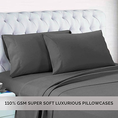 Empyrean Bedding Set of 2 Premium Standard-Size Pillowcases – Superior-Quality Microfiber Linen, Hypoallergenic & Breathable Design, Soft & Comfortable Hotel Luxury – Charcoal Gray