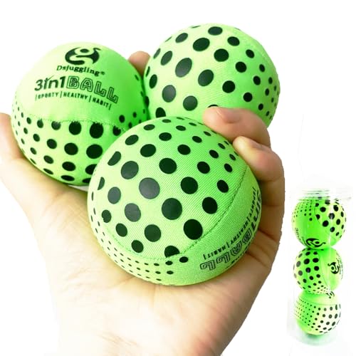 DSJUGGLING Washable Juggling Ball for Beginners, 60mm 3in1 Multi-Function Balls Set of 3 | Water Skimming Balls Bounce On Water - Pool Ball & Beach Toys | Soft Bouncy Grip Training Ball Kit
