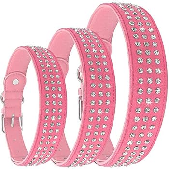Beirui Christmas Rhinestone Padded Dog Collars - 1.2