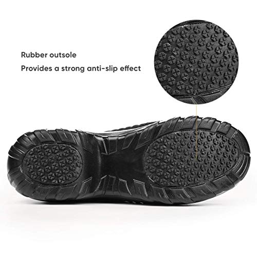 Women's Walking Shoes Snow Boots - Anti-Slip Faux Fur Outdoor Winter Snow Sneakers Slip on Nursing Shoes Winter-Black,7