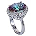 YAZILIND 12 * 18mm Oval Cut Rainbow Created Topaz Silver Plated Ring
