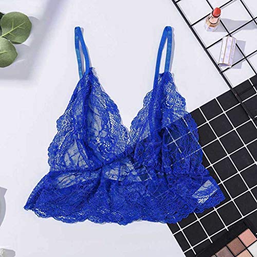 Fanteecy 5 Pieces Women Lace Bra Sexy Bralette Strappy Soft Bustier Lingerie Sexy V-Neck Underwear Tube Top Bra (Yellow Blue Wine White Black, S)