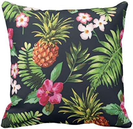 TheYaYaCafe® 20X20 inches Cushion Cover Tropical Floral Flowers Printed Sofa Throw Pillows