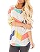 ZESICA Women's 3/4 Sleeve Multi Color Chevron Stripes Tunic Casual Blouse Tops