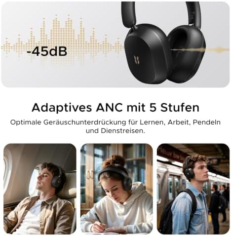 HiTune Max5s Bluetooth-Kopfhörer Over Ear mit -45 dB Hybrid-ANC