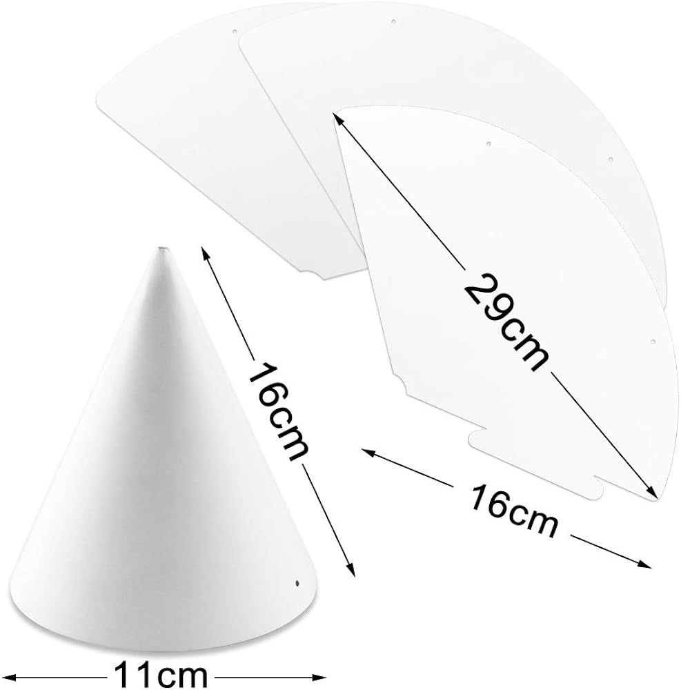 Weoxpr 40 Pieces White Party Cone Hats DIY Fun Birthday Party Paper Cones Hat for Kids Adults Art Craft Party Supplies: Clothing
