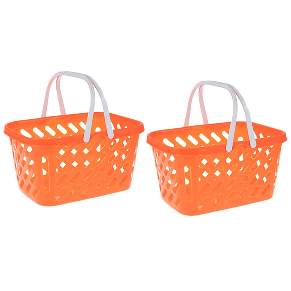 NUOBESTY Grocery Toy, Pretend Shopping Basket with Handle Toys Organizer Basket for Pretend Play 2pcs