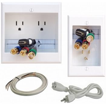 PowerBridge TWO-PRO-6 Dual Power Outlet Professional Grade Recessed In-Wall Cable Management System for Wall-Mounted Flat Screen LED, LCD, and Plasma TV's