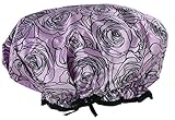 Mademoiselle Designer Shower Cap with Drawsting Pouch, Rosie Posie