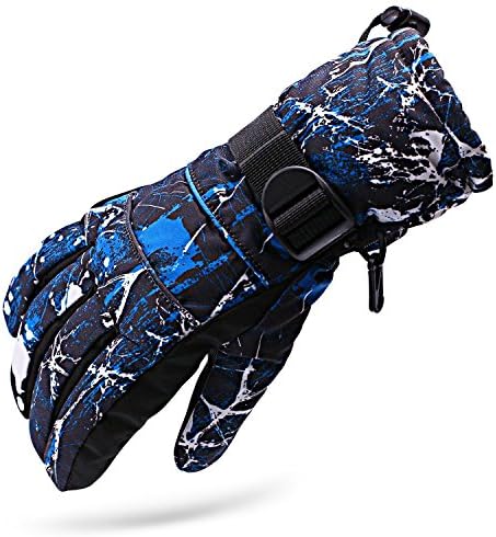 Ski Gloves, Winter Warm Waterproof and Breathable Snow Gloves for Men, Women, Ladies and Kids Skiing, Snowboarding (Blue, Medium)
