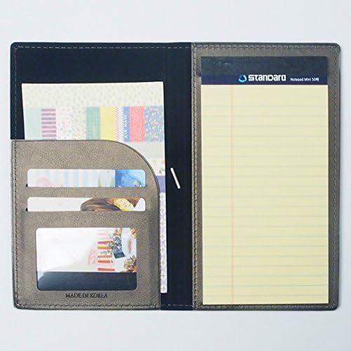 AHZOA 3 Pockets Slim Memo Padfolio S1, Including 3.5 X 6.9 Inch Legal Writing Pad, Synthetic Leather Handmade 4.5 X 7.5 Inch Folder Clipboard (bronze)