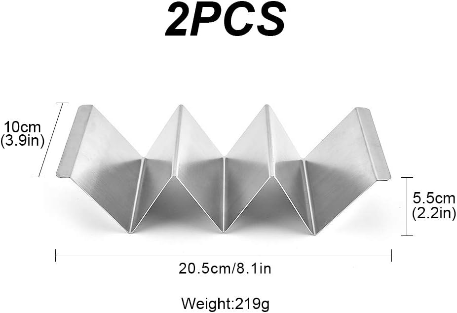 Jodsen Taco Holder Stand Set,2 Pack Stainless Steel Taco Tray Holder Taco Stands Mexican Food Rack Taco Rack Wave Shaped Taco Tray Holds Wave Taco Rack 2-3 Hard Shell Stands for Dishwasher and Oven - Image 3