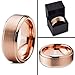 Tungsten Wedding Band Ring 8mm for Men Women Comfort Fit 18K Rose Gold Plated Plated Beveled Edge Brushed Polished