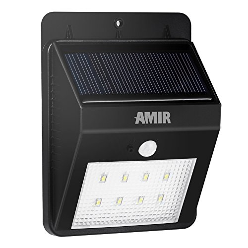 Solar Lights, Amir Solar Energy Powered Outdoor Bright Light- Waterproof - Motion Sensor-Detector Activated /Dusk to Dawn Dark Sensing Auto On/Off, LED light For Patio,Deck,Yard,Home,Driveway,Stairs