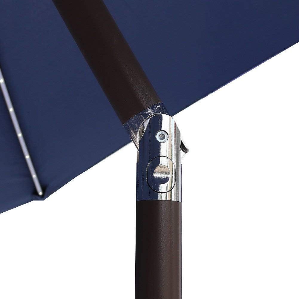 Blue Le Papillon Outdoor Patio Umbrella 9 Ft Solar Powered Lighted Table Market Umbrella With Crank And Push Button Tilt Umbrellas Umbrellas Shade