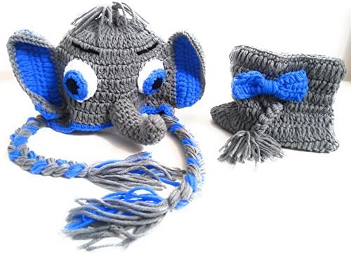 Glorify LTD Baby Newborn Photography Prop Outfit Bundle -1 Elephant Earflap Beanie Hat- 1 Pull on Diaper Cover